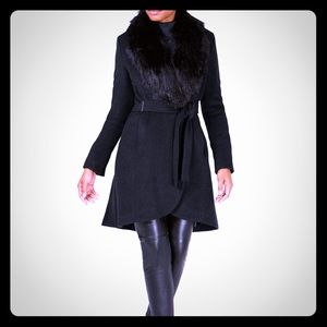 Faux Fur Collar Wrap Coat